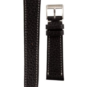 19mm Black Italian Leather-based Watch Band