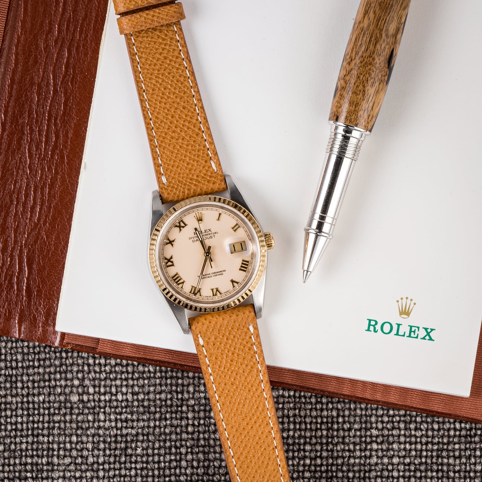 19mm Tan Italian Leather-based Watch Band