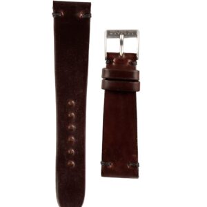 Chocolate Italian Leather-based Strap with Black Stitching